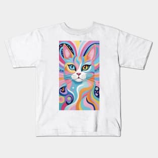Whisker Wonderland: Abstract Cat Dream Kids T-Shirt